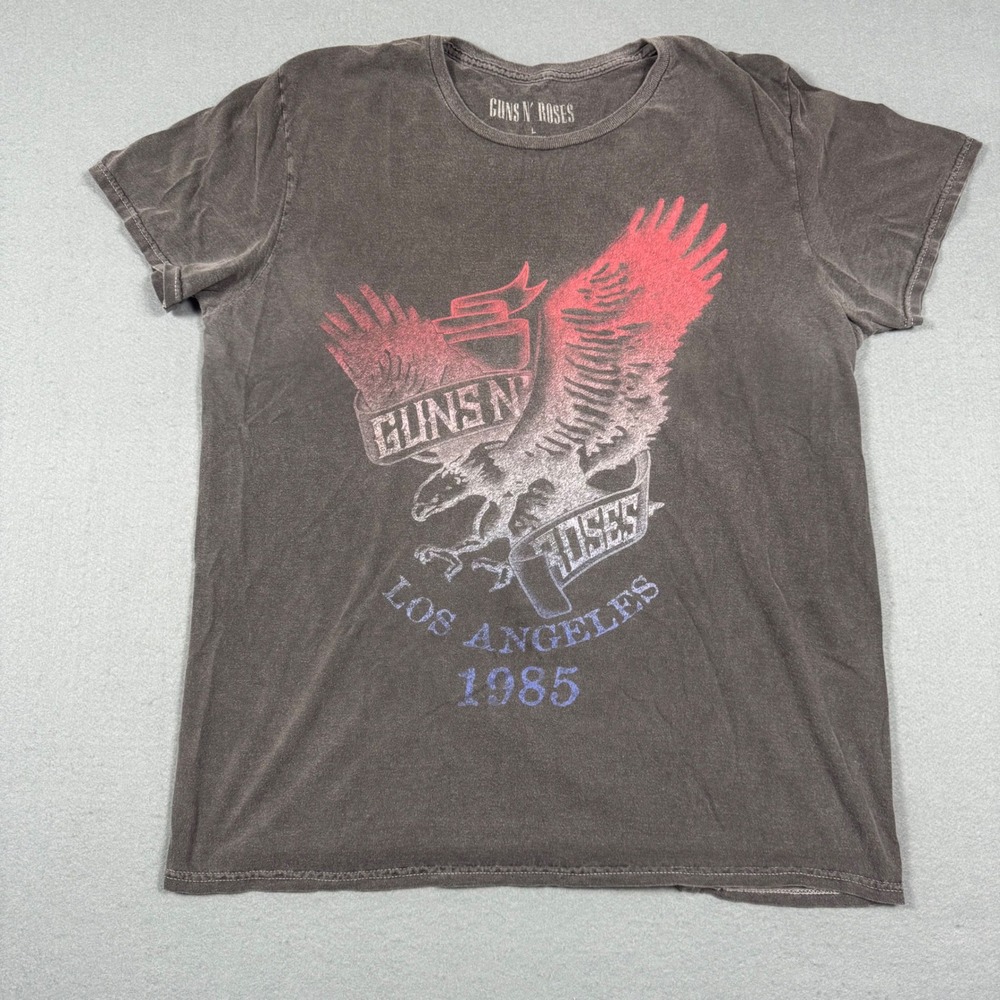 Guns N Roses Los Angeles 1985 Eagle Graphic T-Shirt Gray Large Rock Band Tee